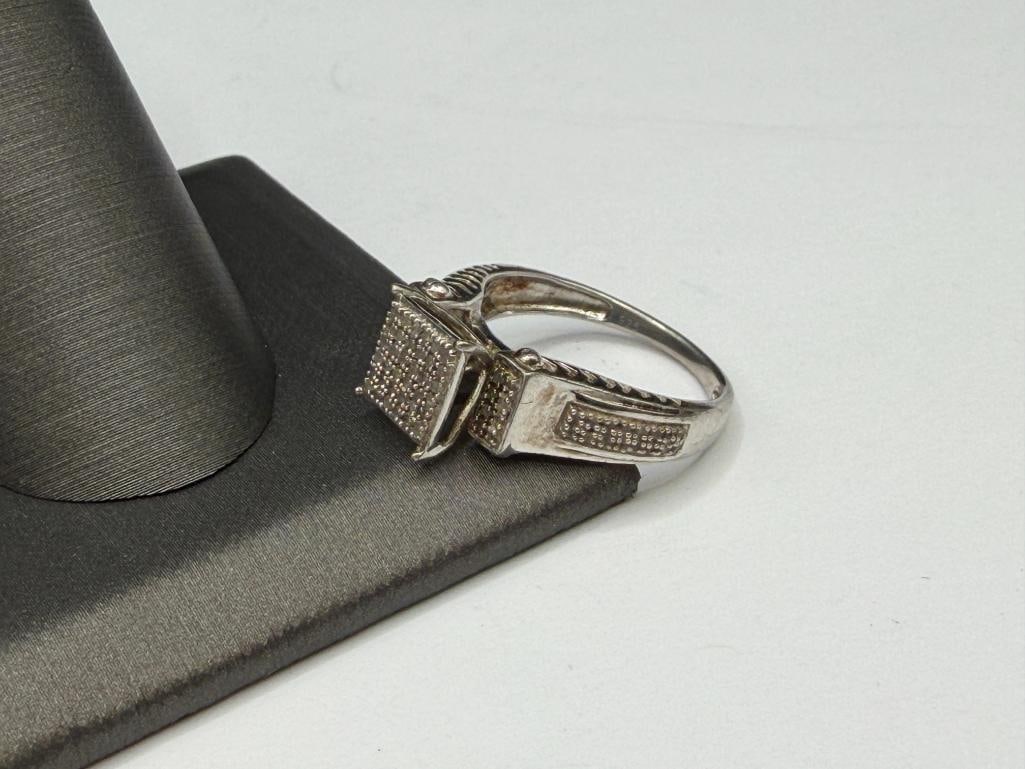 STERLING SILVER DIAMOND PAVED RING FEATURING MORE THAN 50 ROUND CUT DIAMONDS - 3