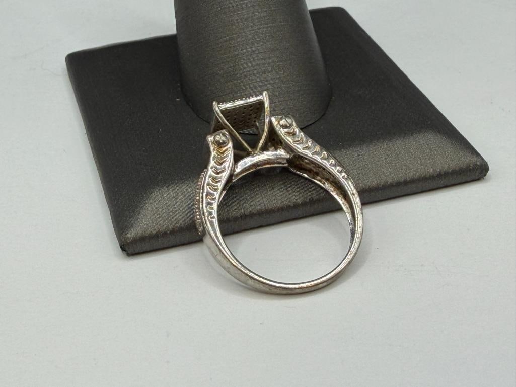 STERLING SILVER DIAMOND PAVED RING FEATURING MORE THAN 50 ROUND CUT DIAMONDS - 4