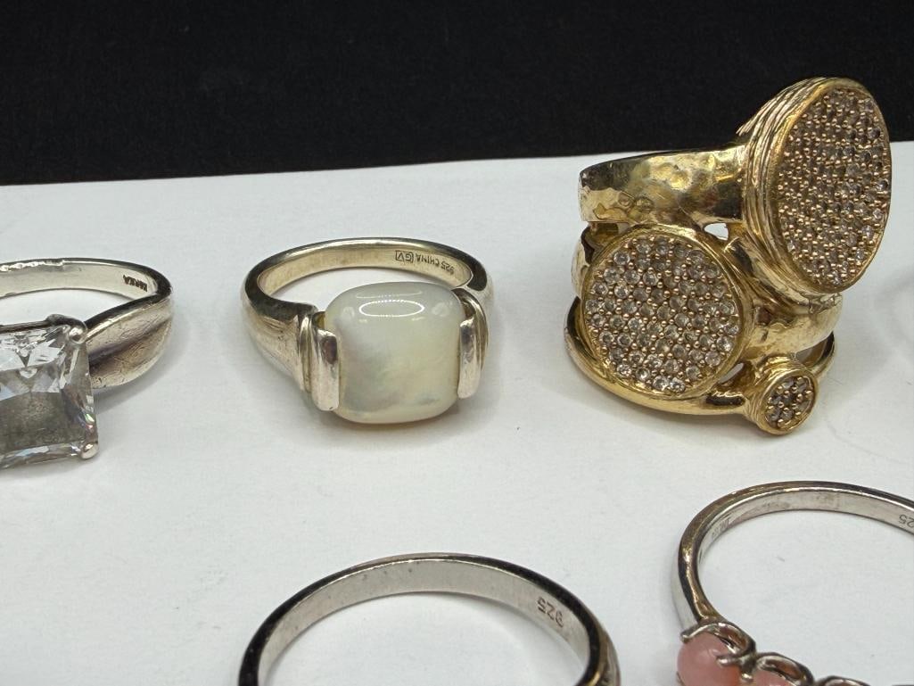 ASSORTED STERLING SILVER FASHION RINGS INCLUDING GEMTSONES AND SIMULATED GEMSTONES - 4