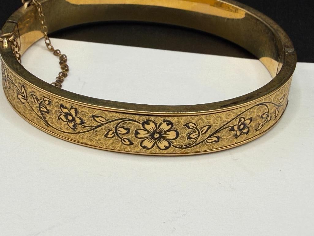ANTIQUE FINBERG DESIGNER SIGNED 12K GOLD FILLED BANGLE BRACELET - 3