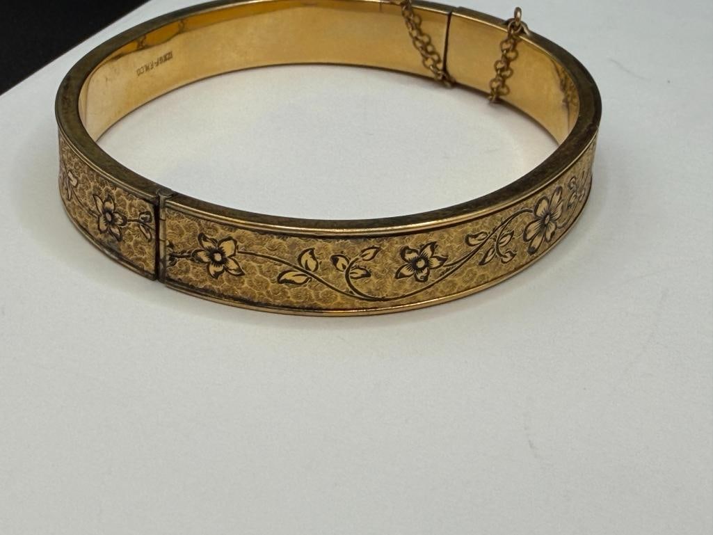 ANTIQUE FINBERG DESIGNER SIGNED 12K GOLD FILLED BANGLE BRACELET - 4