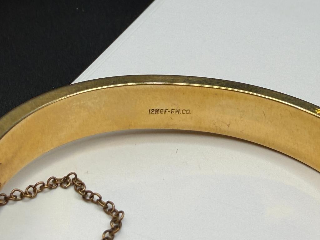 ANTIQUE FINBERG DESIGNER SIGNED 12K GOLD FILLED BANGLE BRACELET - 6