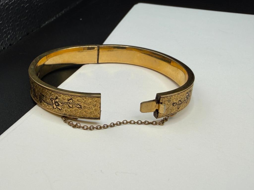ANTIQUE FINBERG DESIGNER SIGNED 12K GOLD FILLED BANGLE BRACELET - 7