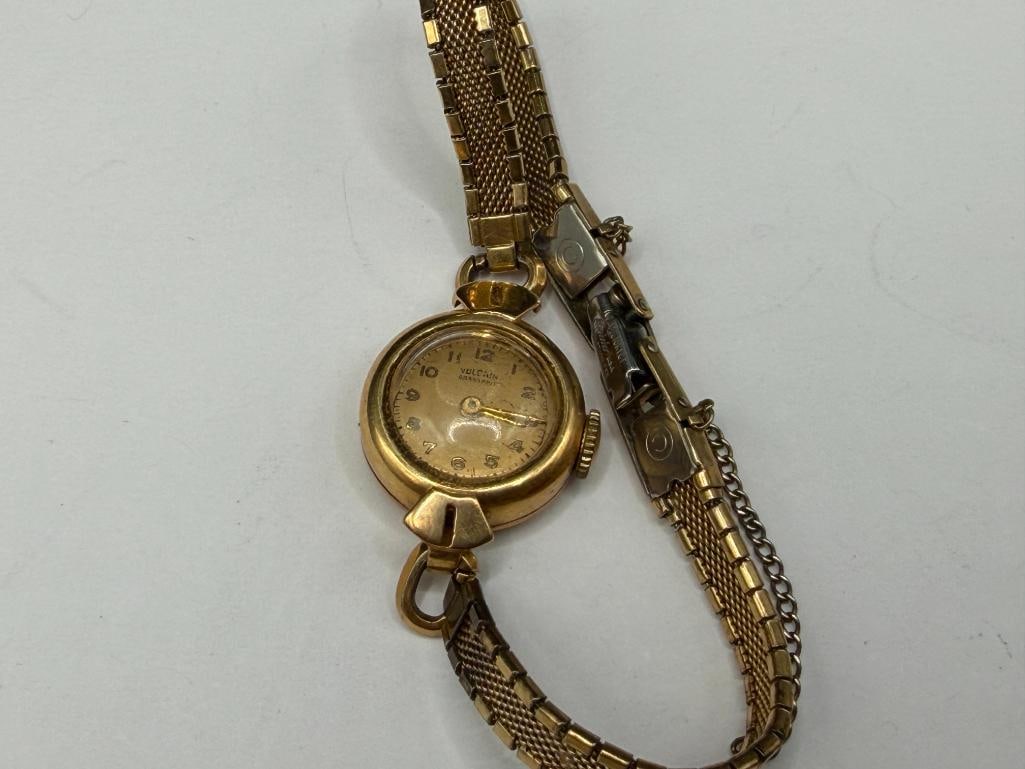 VINTAGE LADIES VULCAN GRAND PRIX 17 JEWELS SWISS MADE WRISTWATCH WITH 14K YELLOW GOLD CASE - 2