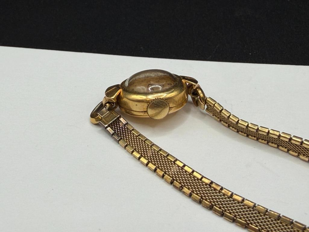 VINTAGE LADIES VULCAN GRAND PRIX 17 JEWELS SWISS MADE WRISTWATCH WITH 14K YELLOW GOLD CASE - 4