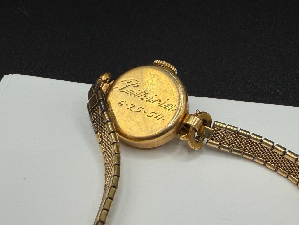 VINTAGE LADIES VULCAN GRAND PRIX 17 JEWELS SWISS MADE WRISTWATCH WITH 14K YELLOW GOLD CASE - 6