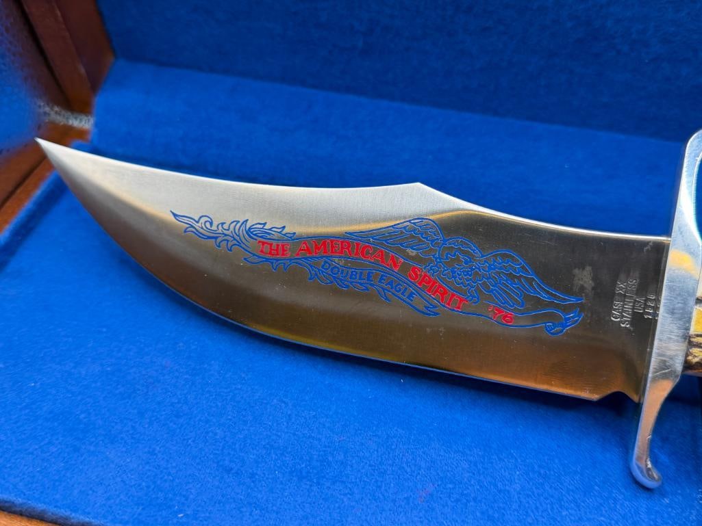 1976 CASE #523-7 BICENTENNIAL DOUBLE EAGLE HUNTER CASE XX FIXED BLADE HUNTING KNIFE - 3