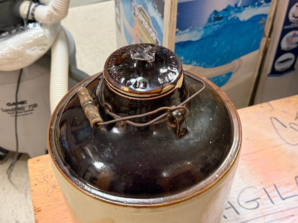 ANTIQUE 1880'S WEIR STONEWARE CANNING CROCK - 2