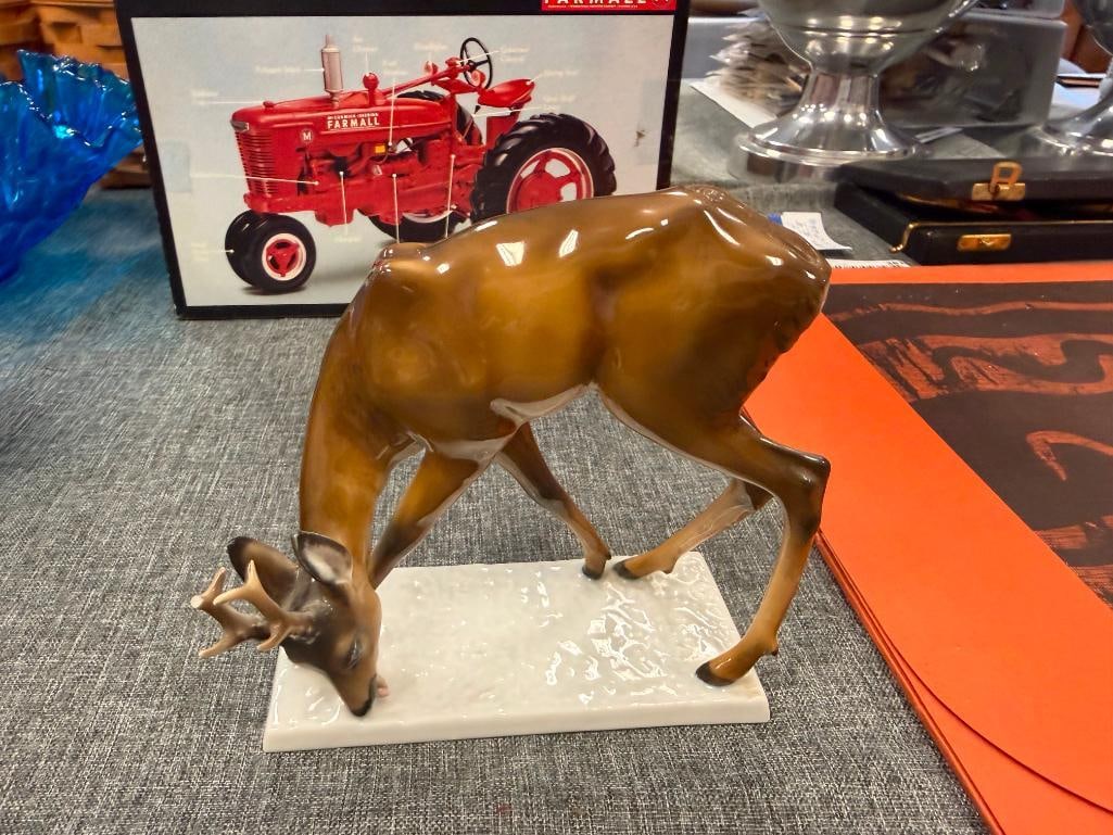 VINTAGE ROSENTHAL HAND PAINTED PORCELAIN DEER FIGURINE DESIGNED BY A. ROHRING MADE IN GERMANY - 2