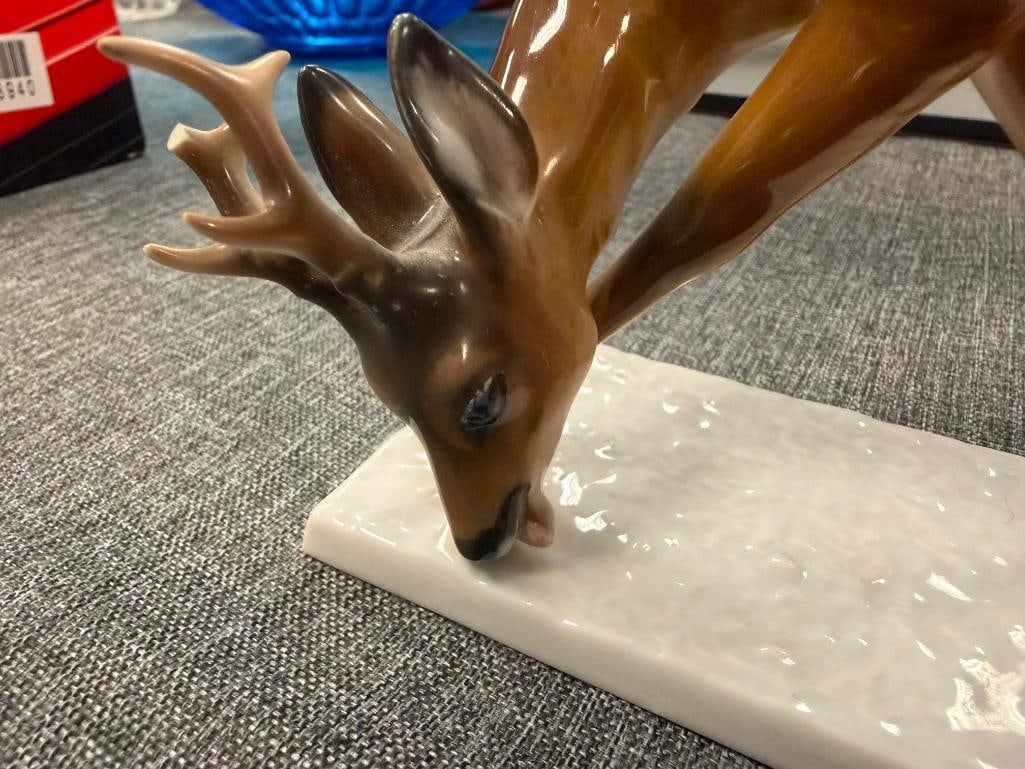 VINTAGE ROSENTHAL HAND PAINTED PORCELAIN DEER FIGURINE DESIGNED BY A. ROHRING MADE IN GERMANY - 3