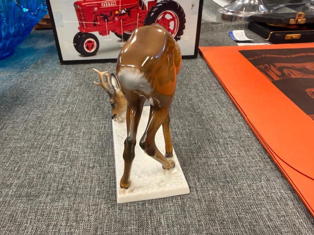 VINTAGE ROSENTHAL HAND PAINTED PORCELAIN DEER FIGURINE DESIGNED BY A. ROHRING MADE IN GERMANY - 6