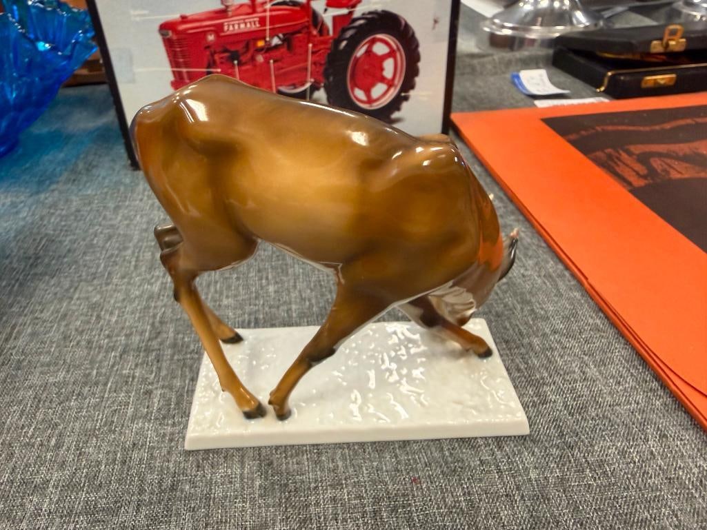 VINTAGE ROSENTHAL HAND PAINTED PORCELAIN DEER FIGURINE DESIGNED BY A. ROHRING MADE IN GERMANY - 7