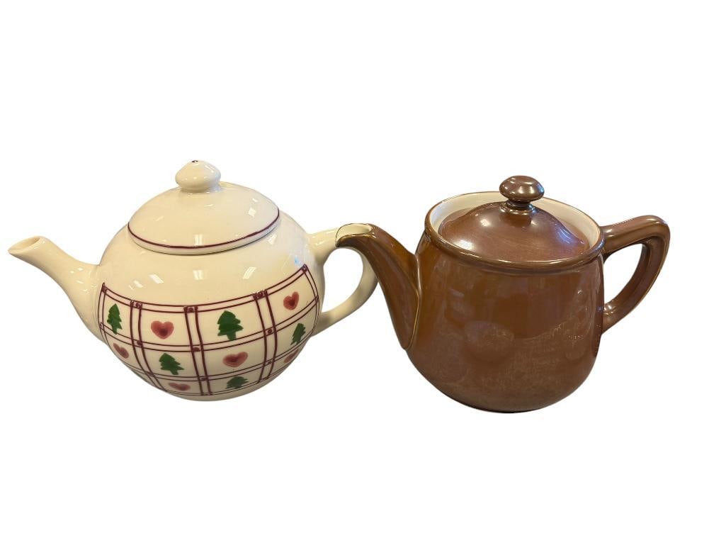 VINTAGE BOSCO / BAUSCHER WEIDER STONEWARE GLAZEAD TEPPOT AND LONGABERGER TEAPOT (1 of 13)