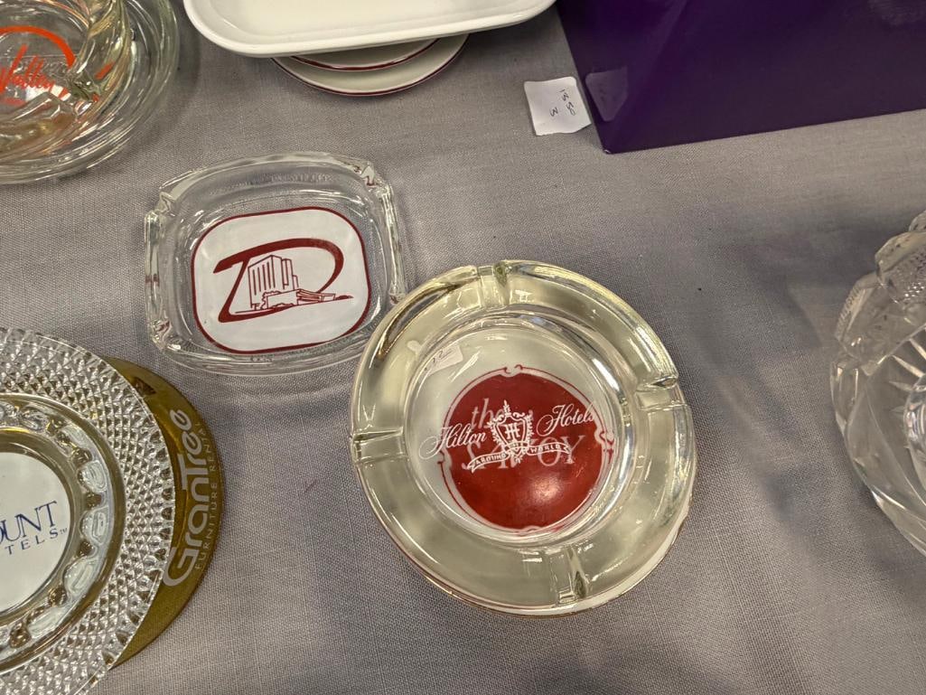 21 ASSORTED GLASS AND CERAMIC ASHTRAYS FROM VARIOUS ESTABLISHMENTS - 12