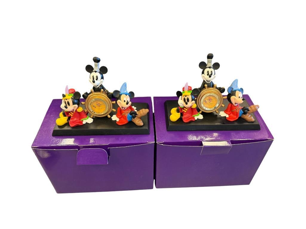 WALT DISNEY STORE 75TH ANNIVERSARY MICKEY CHARACTER FIGURAL DESK CLOCKS (1 of 10)