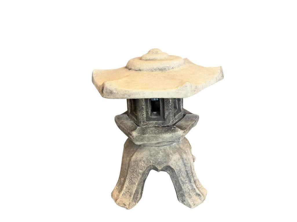 FOUR PIECE CAST CONCRETE PAGODA YARD DECOR / ZEN GARDEN DECORATION (1 of 8)