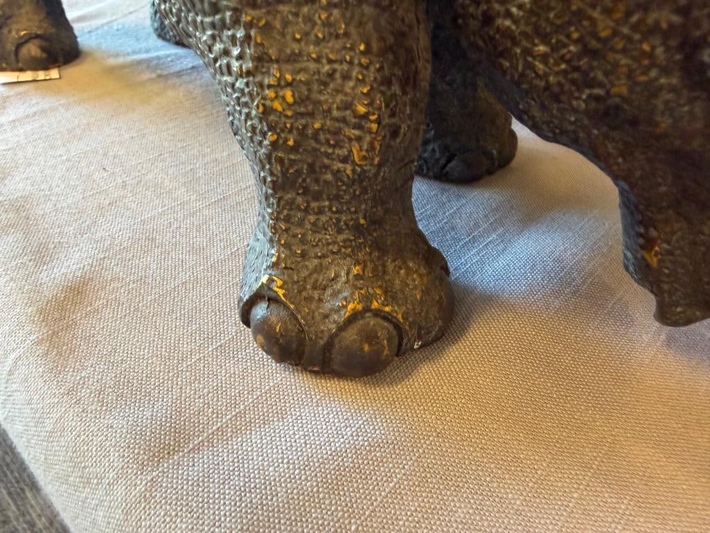 AFRICAN BIG FIVE BRONZE RHINOCEROS SCULPTURE WEIGHTS OVER 16 POUNDS - 4