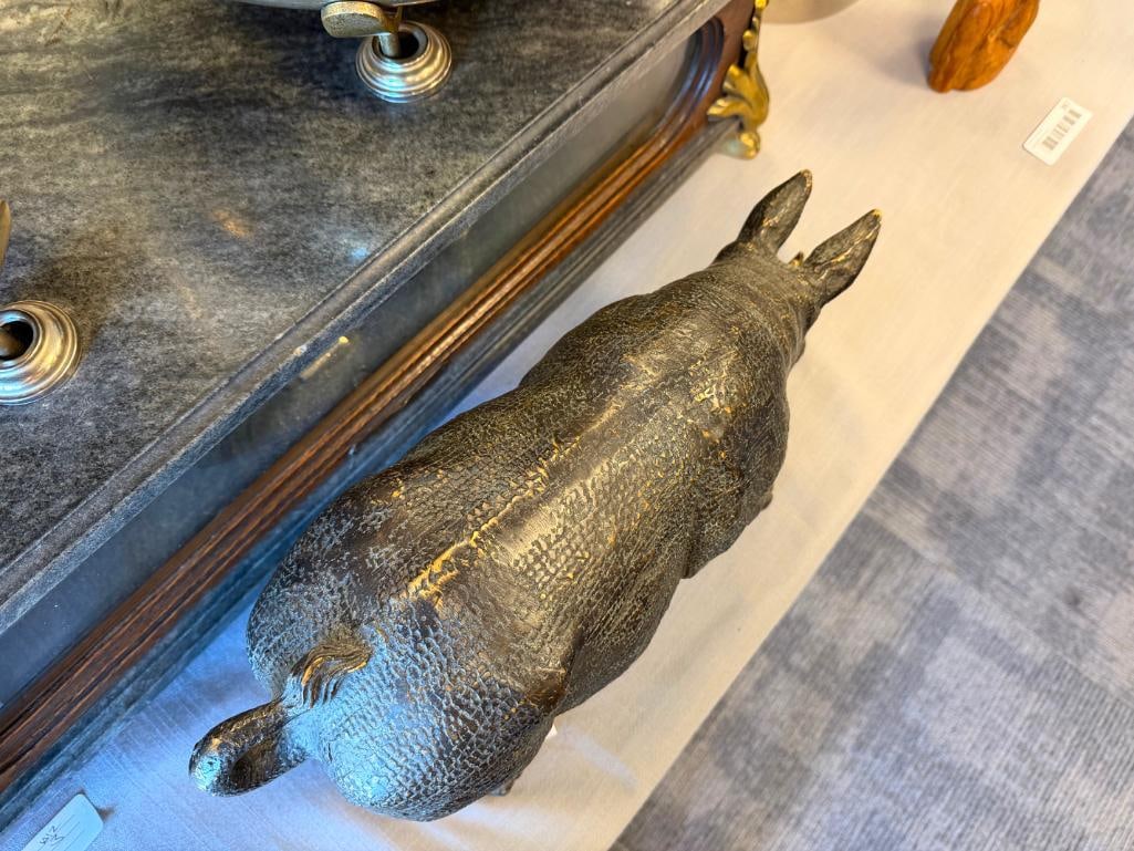 AFRICAN BIG FIVE BRONZE RHINOCEROS SCULPTURE WEIGHTS OVER 16 POUNDS - 6