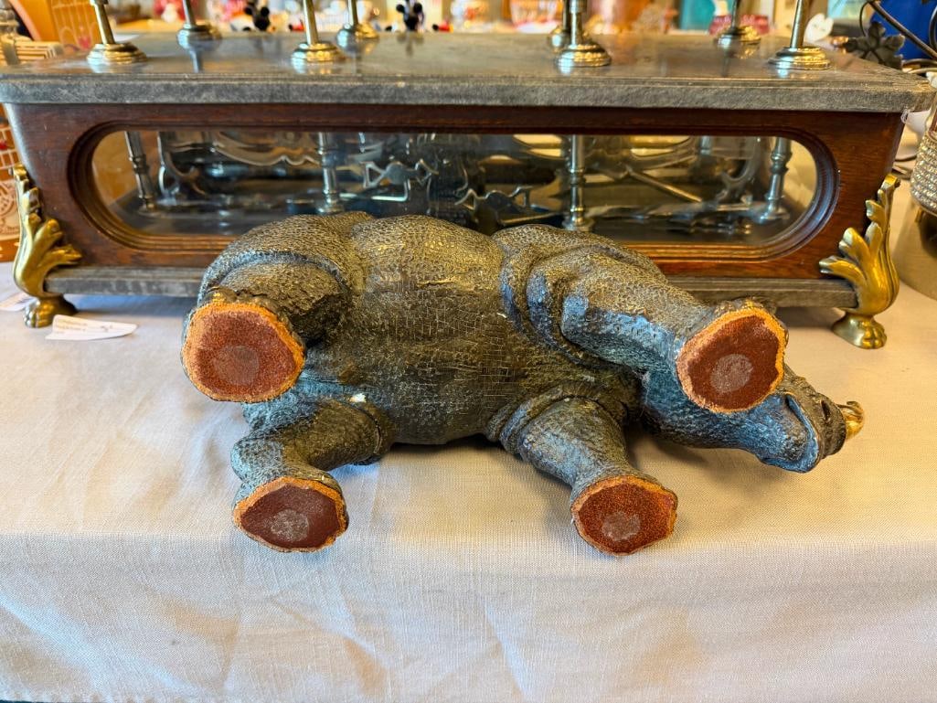 AFRICAN BIG FIVE BRONZE RHINOCEROS SCULPTURE WEIGHTS OVER 16 POUNDS - 7