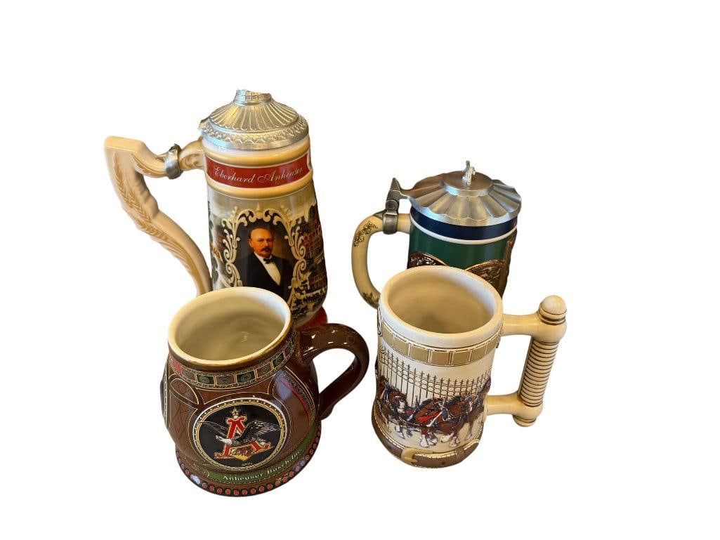 ANHEAUSER-BUSH / BUDWEISER RELIEF BEER STEINS / MUGS (1 of 20)