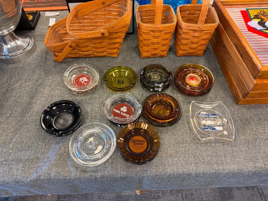 17 ASSORTED GLASS ASHTRAYS FROM HOTELS / CASINOS IN NEVADA CAL-NEVA, SAHARA, HILTON, MGM, HARVEY'S - 2