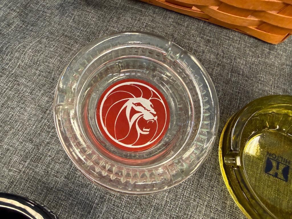 17 ASSORTED GLASS ASHTRAYS FROM HOTELS / CASINOS IN NEVADA CAL-NEVA, SAHARA, HILTON, MGM, HARVEY'S - 7