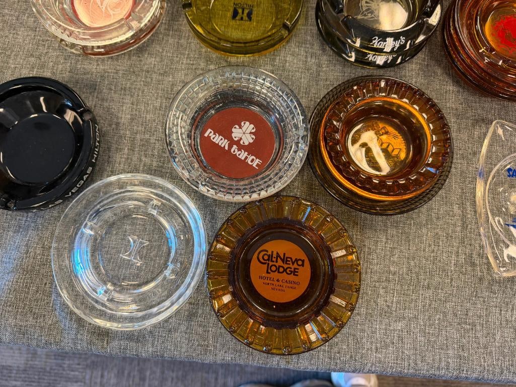 17 ASSORTED GLASS ASHTRAYS FROM HOTELS / CASINOS IN NEVADA CAL-NEVA, SAHARA, HILTON, MGM, HARVEY'S - 9