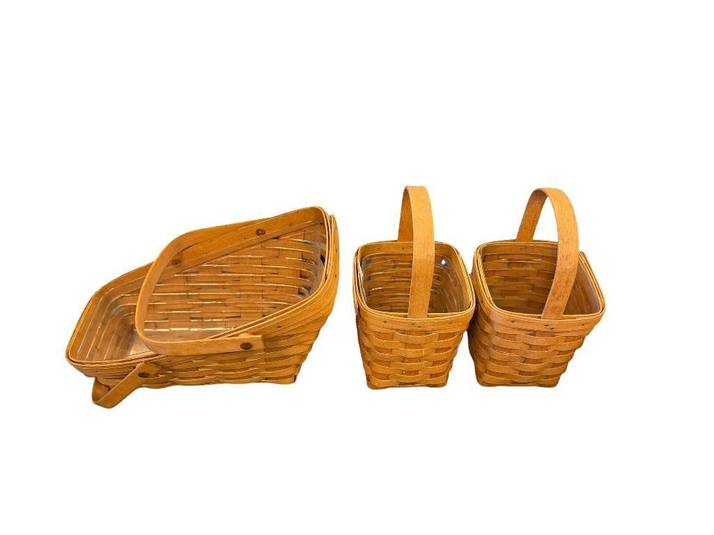 1991 / 1993 HAND WOVE MAPLE LONGABERGER BASKETS EACH WITH PLATIC LINER (1 of 8)