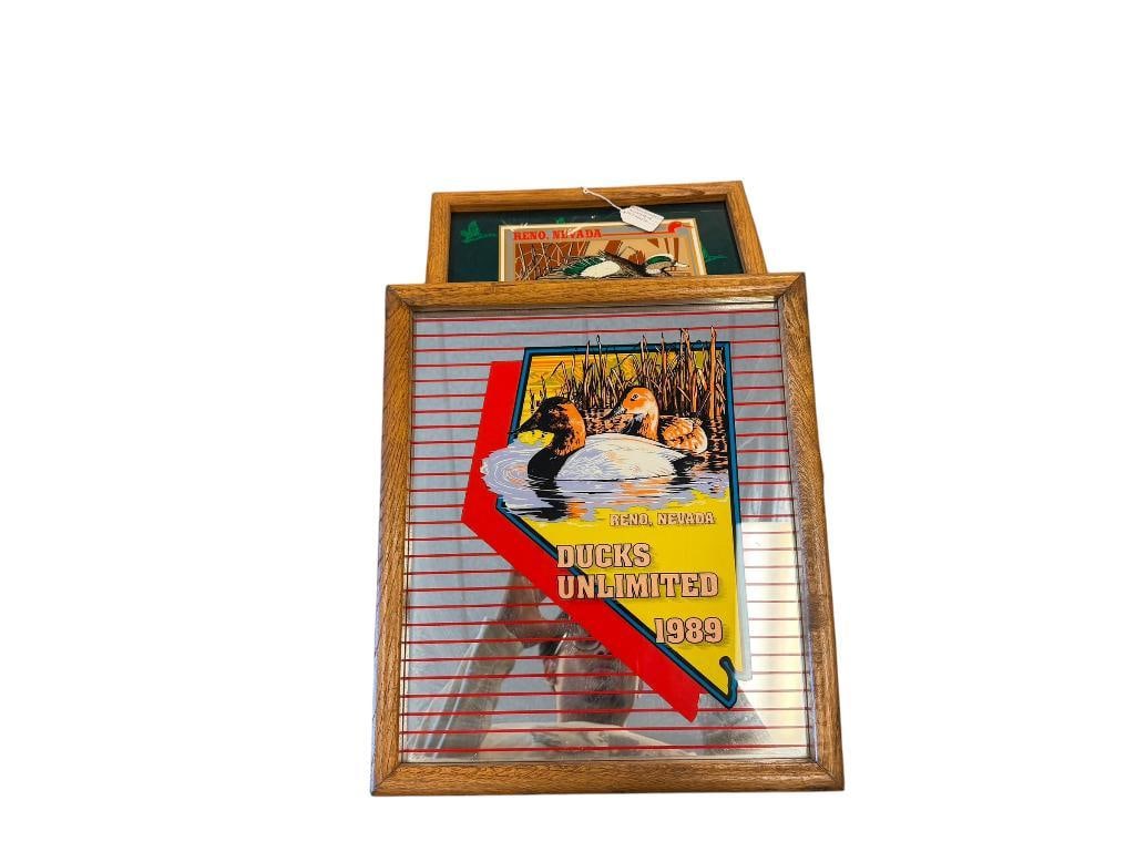 RENO, NV DUCKS UNLIMITED WATERFOWL ILLUSTRATED GLASS AND MIRROR FRAMED PANELS 1989, 1991, 1992, 1... (1 of 7)