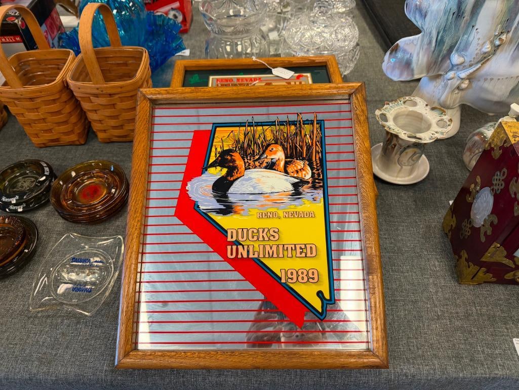 RENO, NV DUCKS UNLIMITED WATERFOWL ILLUSTRATED GLASS AND MIRROR FRAMED PANELS 1989, 1991, 1992, 1... - 3