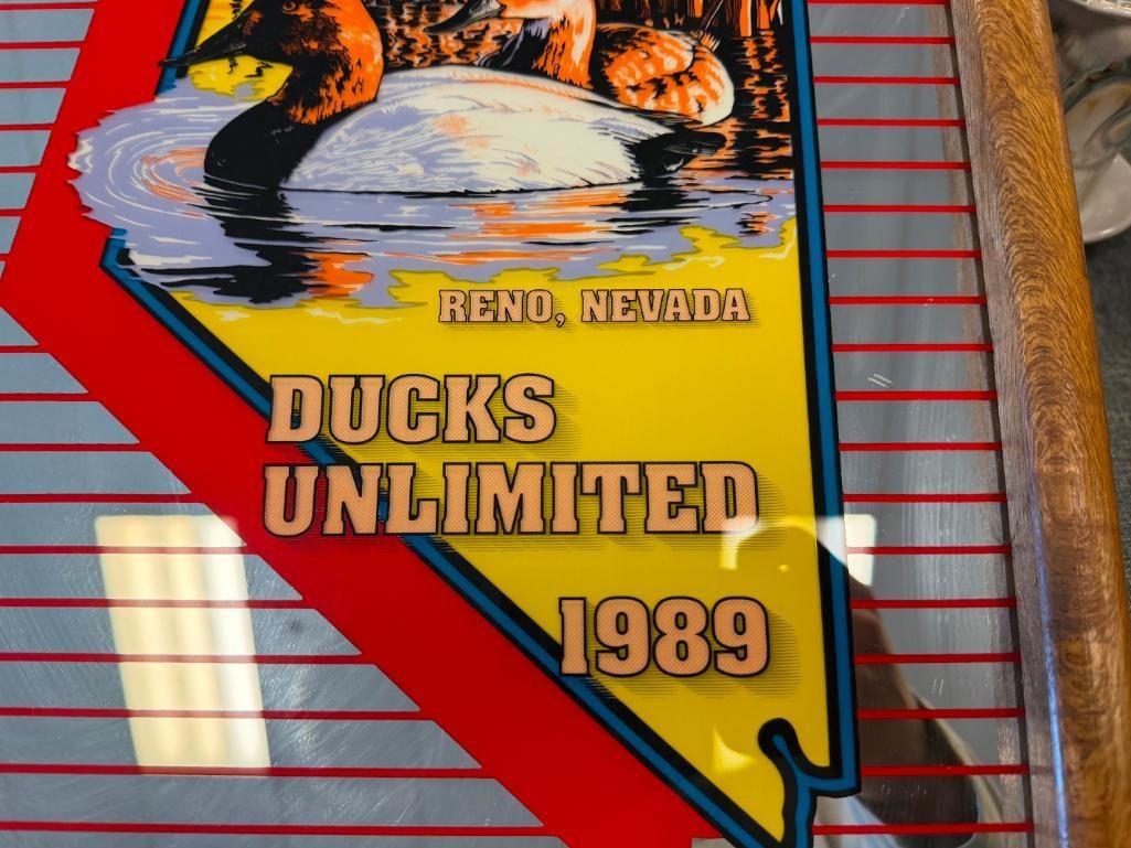 RENO, NV DUCKS UNLIMITED WATERFOWL ILLUSTRATED GLASS AND MIRROR FRAMED PANELS 1989, 1991, 1992, 1... - 4