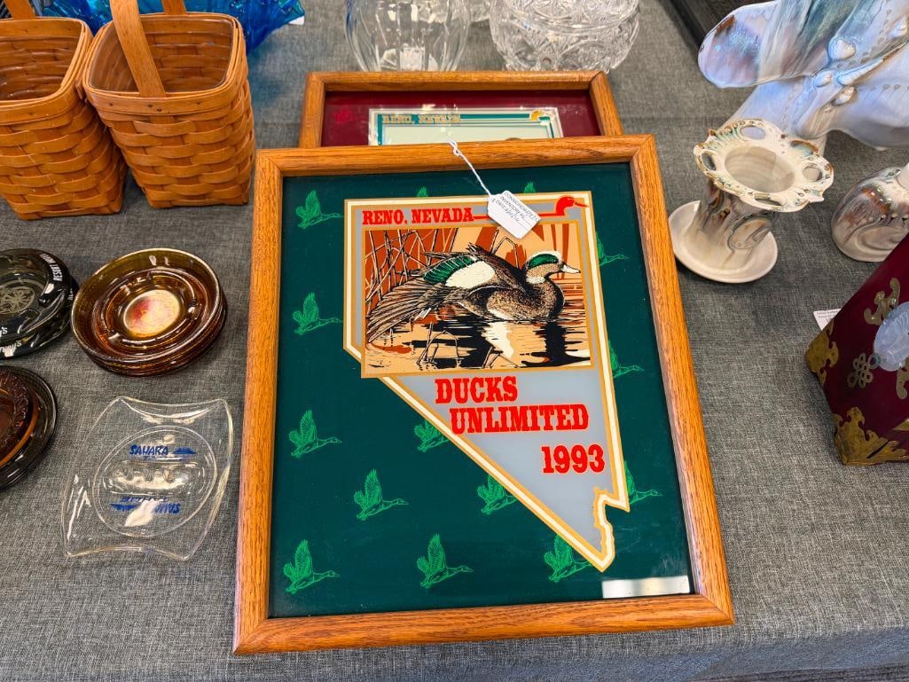 RENO, NV DUCKS UNLIMITED WATERFOWL ILLUSTRATED GLASS AND MIRROR FRAMED PANELS 1989, 1991, 1992, 1... - 5