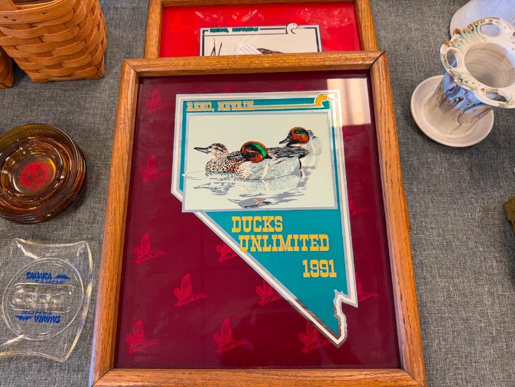 RENO, NV DUCKS UNLIMITED WATERFOWL ILLUSTRATED GLASS AND MIRROR FRAMED PANELS 1989, 1991, 1992, 1... - 6