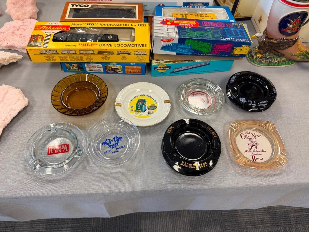 TEN VINTAGE RENO, NV CASINO / HOTEL GLASS ASHTRAYS MAPES, HAROLDS CLUB, PONDEROSA, RAMADA, CAL-NEVA - 2