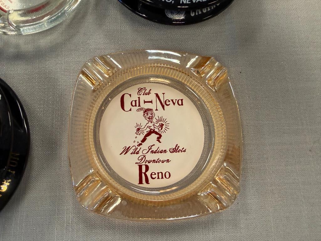 TEN VINTAGE RENO, NV CASINO / HOTEL GLASS ASHTRAYS MAPES, HAROLDS CLUB, PONDEROSA, RAMADA, CAL-NEVA - 3