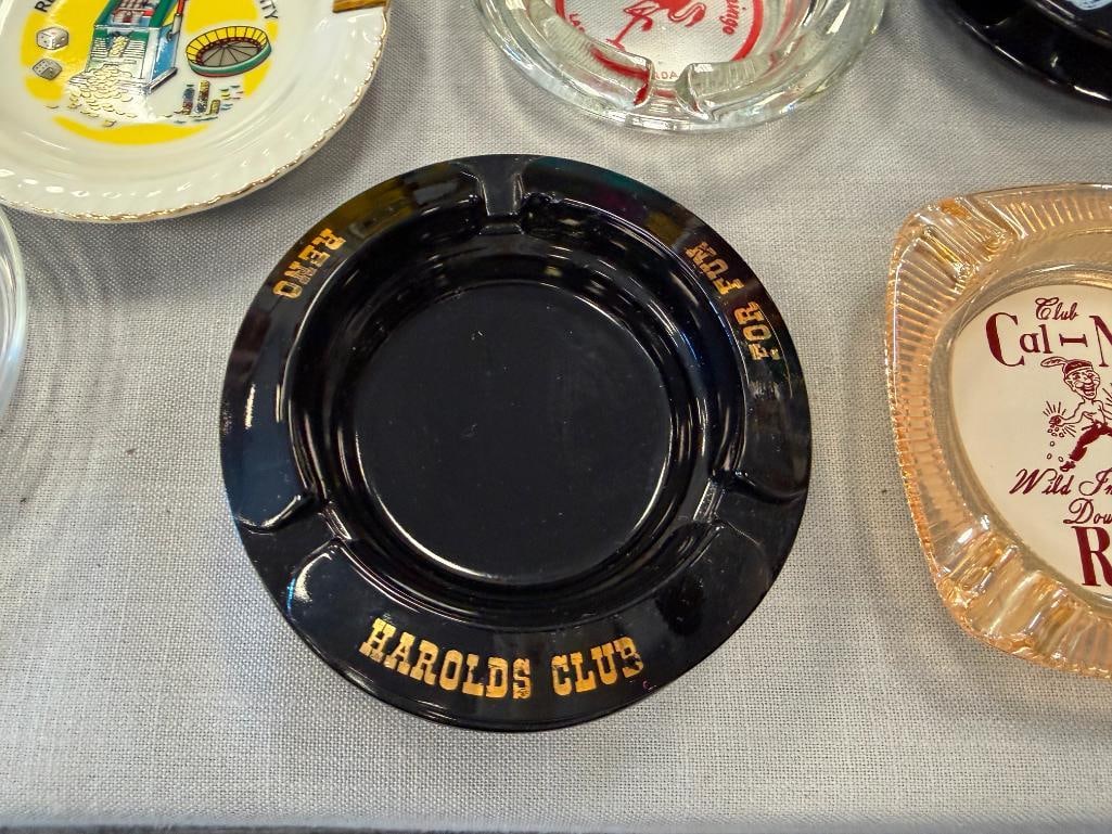 TEN VINTAGE RENO, NV CASINO / HOTEL GLASS ASHTRAYS MAPES, HAROLDS CLUB, PONDEROSA, RAMADA, CAL-NEVA - 4