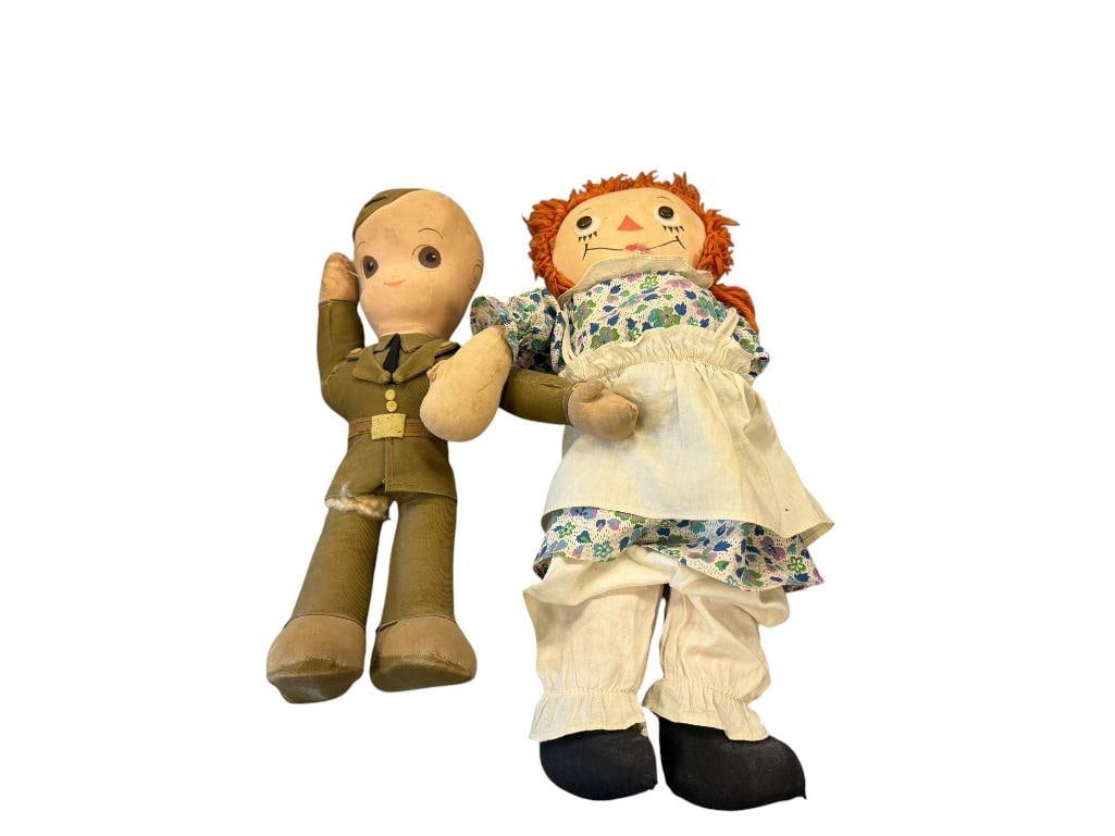1940'S WWII DOLLYWOD STUDIOS DOLLYWOOD DEFENSE DOLL MADE IN CALIFORNIA AND RAGGEDY ANNE DOLL (1 of 14)