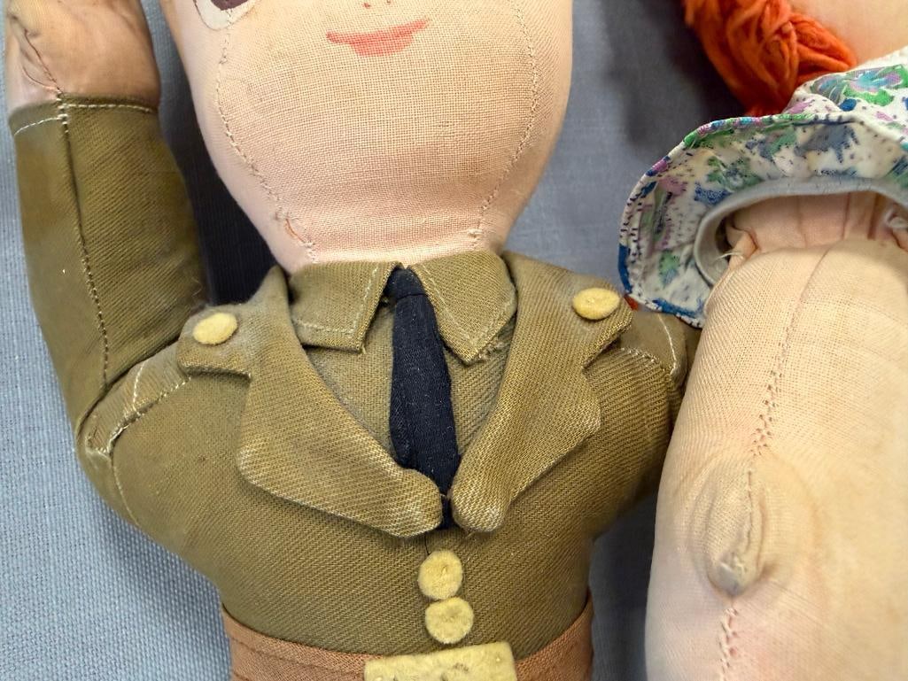 1940'S WWII DOLLYWOD STUDIOS DOLLYWOOD DEFENSE DOLL MADE IN CALIFORNIA AND RAGGEDY ANNE DOLL - 4