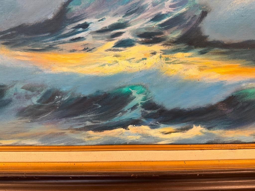 TROY CHAPMAN LARGE OIL ON CANVAS ORIGINAL PAINTINGON CANVAS SEASCAPE - 10