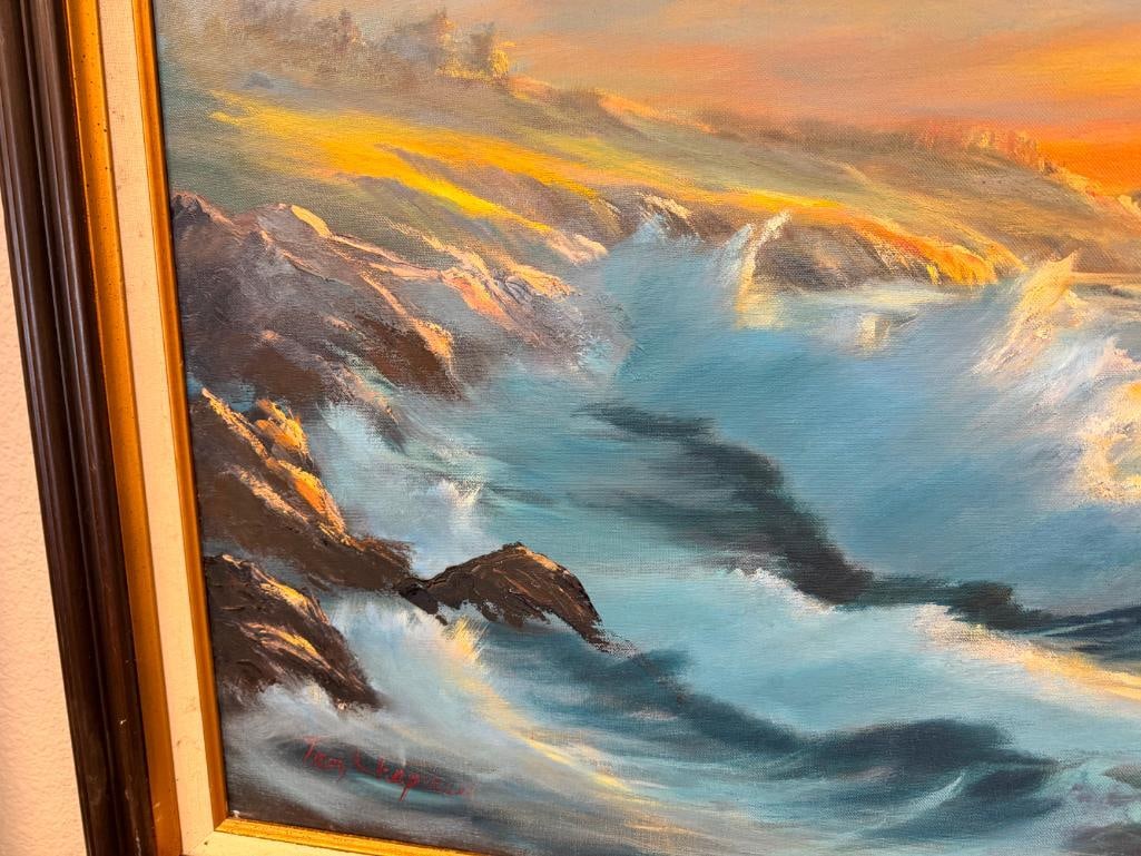 TROY CHAPMAN LARGE OIL ON CANVAS ORIGINAL PAINTINGON CANVAS SEASCAPE - 13
