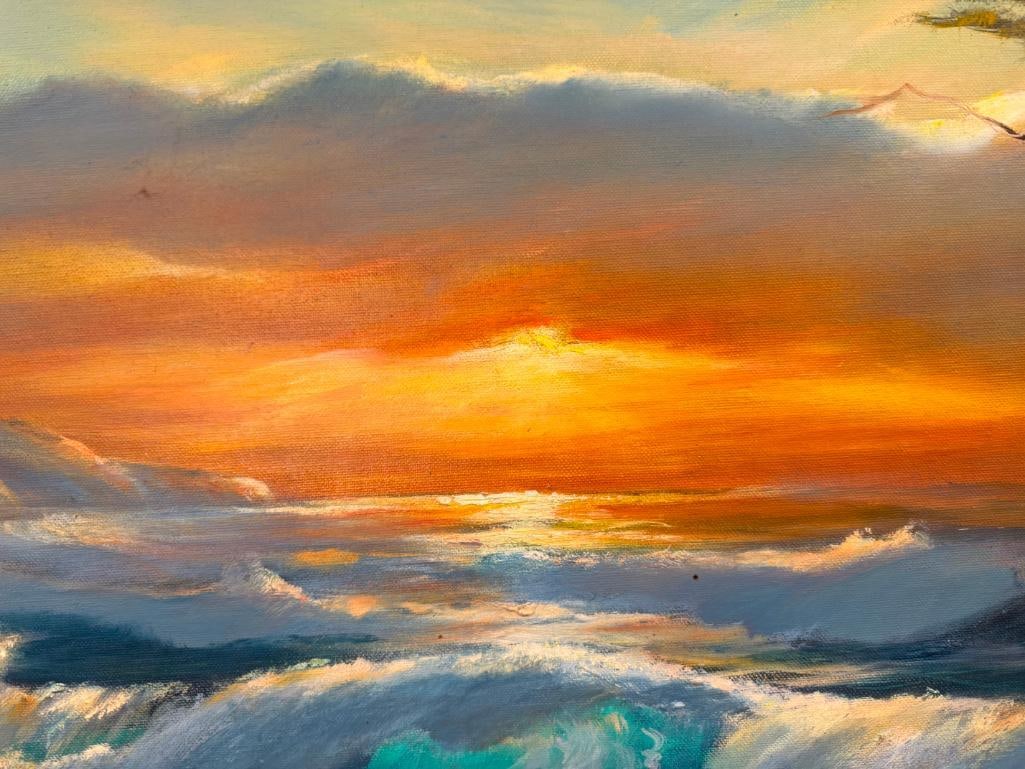 TROY CHAPMAN LARGE OIL ON CANVAS ORIGINAL PAINTINGON CANVAS SEASCAPE - 9