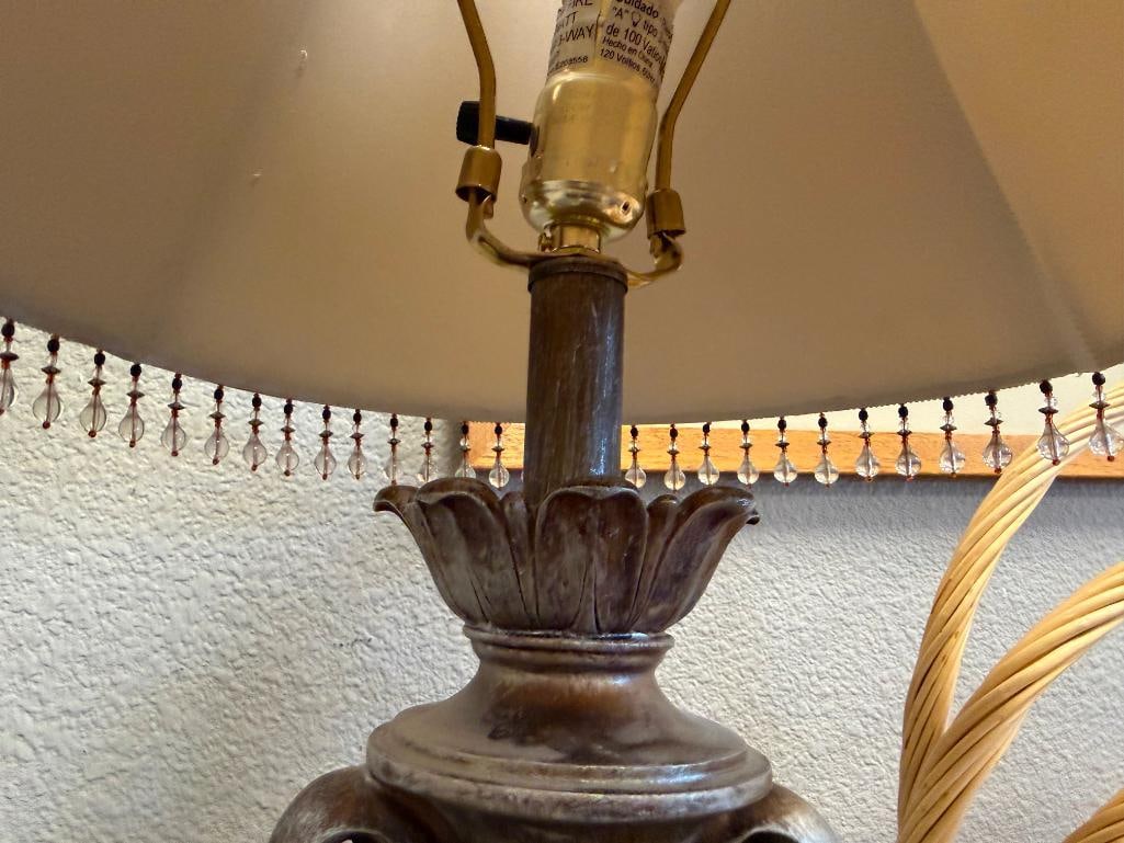 VINTAGE ART DECO STYLED FLOOR LAMP SILVER DISTRESSED FINISH WITH CENTRAL STONE - 8