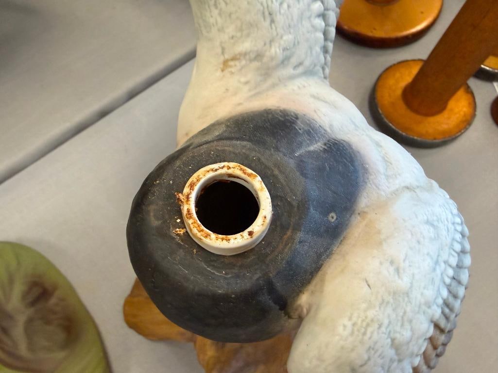 TWO DUCKS UNLIMITED CERAMIC FIGURAL DUCK AND CANADA GOOSE JIM BEAM WHISKEY DECANTERS - 10