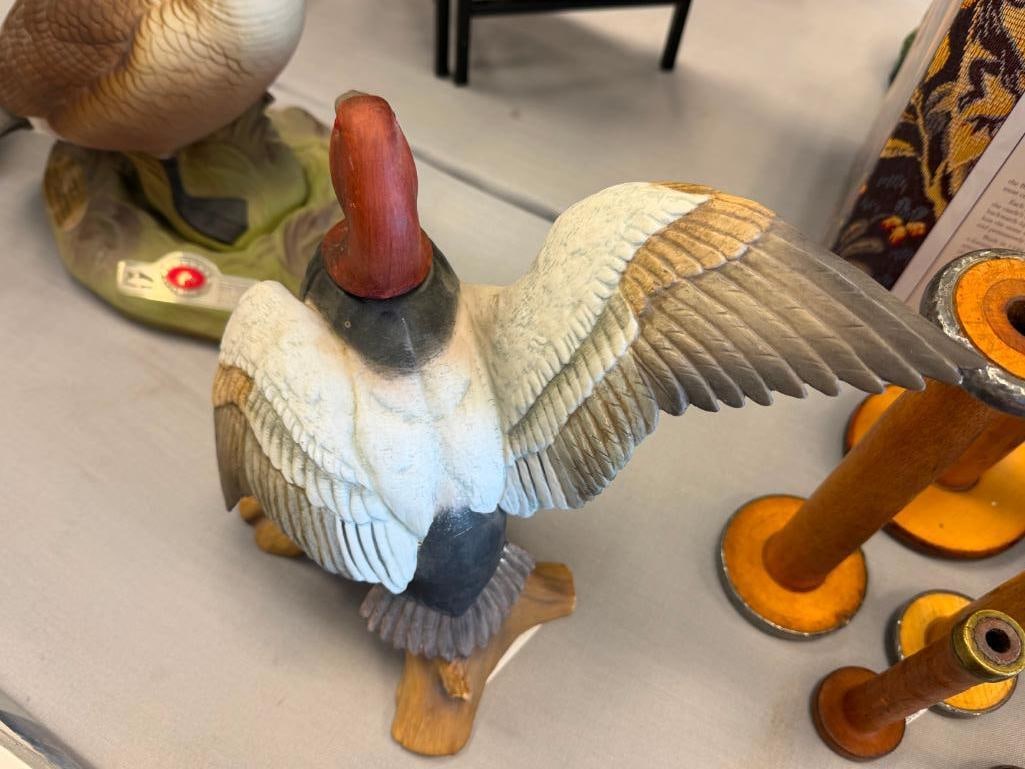 TWO DUCKS UNLIMITED CERAMIC FIGURAL DUCK AND CANADA GOOSE JIM BEAM WHISKEY DECANTERS - 13