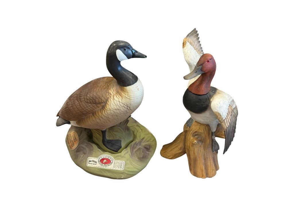 TWO DUCKS UNLIMITED CERAMIC FIGURAL DUCK AND CANADA GOOSE JIM BEAM WHISKEY DECANTERS (1 of 13)