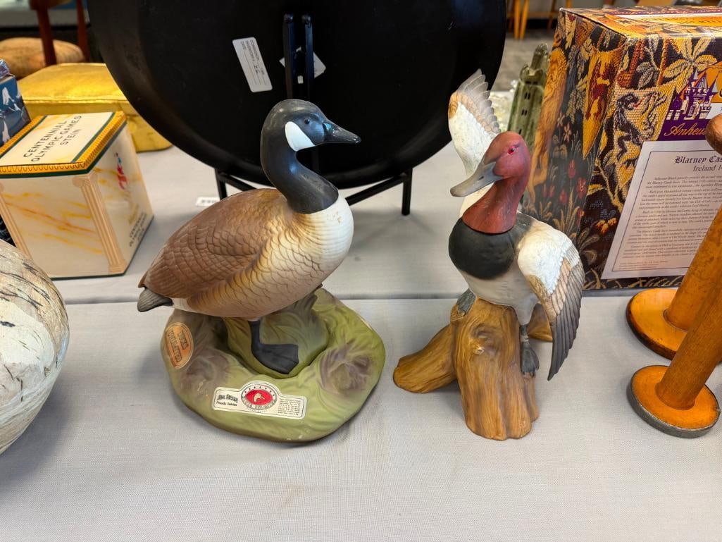 TWO DUCKS UNLIMITED CERAMIC FIGURAL DUCK AND CANADA GOOSE JIM BEAM WHISKEY DECANTERS - 2