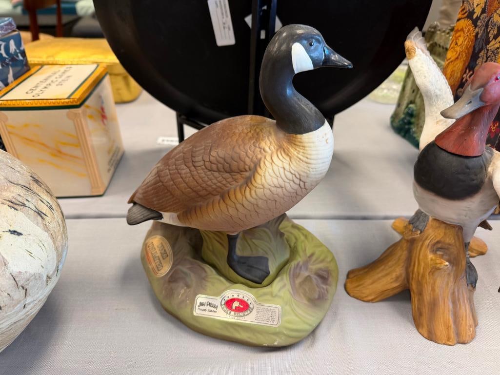 TWO DUCKS UNLIMITED CERAMIC FIGURAL DUCK AND CANADA GOOSE JIM BEAM WHISKEY DECANTERS - 3