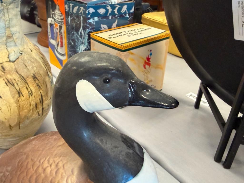 TWO DUCKS UNLIMITED CERAMIC FIGURAL DUCK AND CANADA GOOSE JIM BEAM WHISKEY DECANTERS - 7