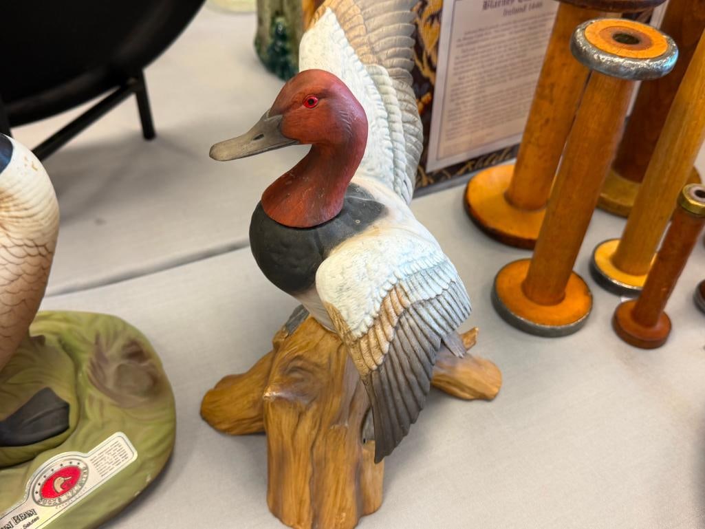 TWO DUCKS UNLIMITED CERAMIC FIGURAL DUCK AND CANADA GOOSE JIM BEAM WHISKEY DECANTERS - 8