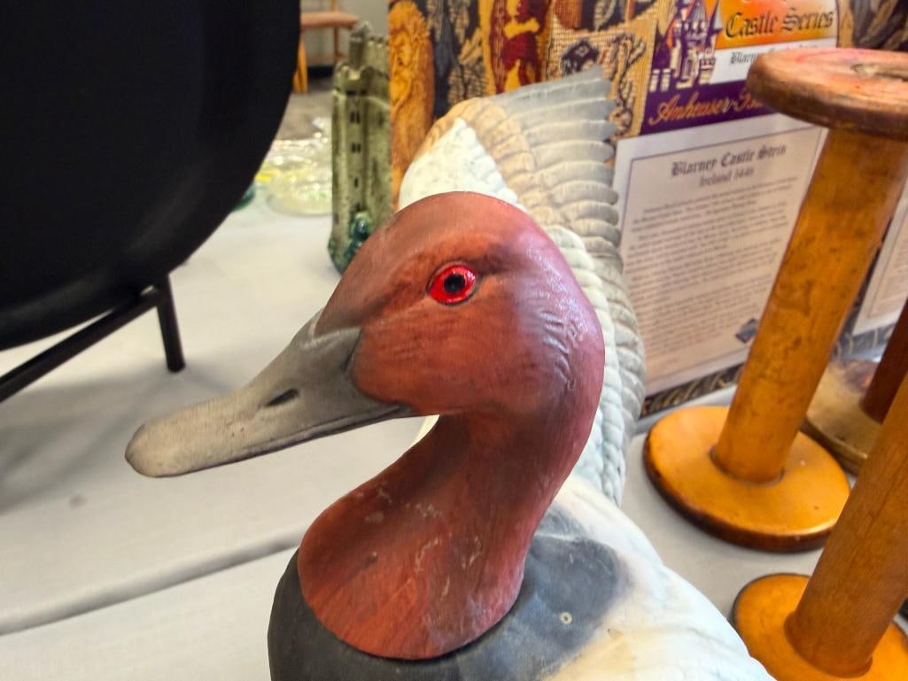 TWO DUCKS UNLIMITED CERAMIC FIGURAL DUCK AND CANADA GOOSE JIM BEAM WHISKEY DECANTERS - 9